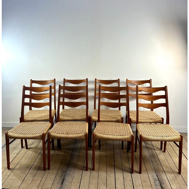Beige Vintage Danish Dining Chairs by Arne Wahl Iversen, 1960s, Set of 8 For Sale - Image 8 of 13