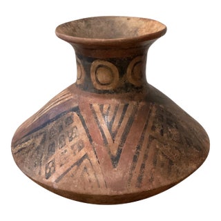 Antique Art Terracotta Polychrome Amphora Vessel For Sale