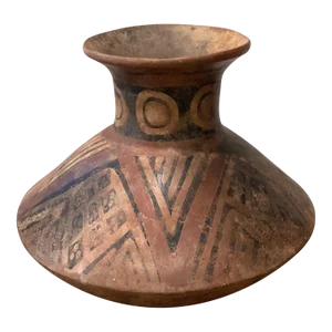 Antique Art Terracotta Polychrome Amphora Vessel