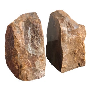 Vintage Natural Stone Bookends For Sale