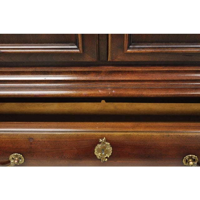 Late 20th Century Furniture Cardella Cherry Wood Bombe Armoire Wardrobe Dresser Tv Cabinet For Sale - Image 16 of 18