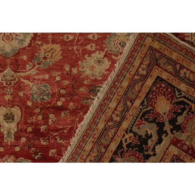 Textile Hand Knotted Antique Hereke Rug in Red and Beige Brown Medallion Pattern For Sale - Image 7 of 7