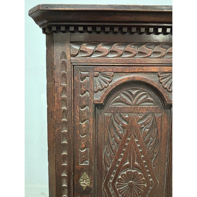 English Antique English Oak Corner Cabinet For Sale - Image 3 of 7