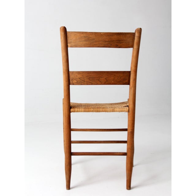 Antique Ladder Back Chair With Woven Splint Seat For Sale - Image 4 of 12