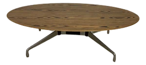 1960s Knoll Zebra Wood Top Oval Coffee Table