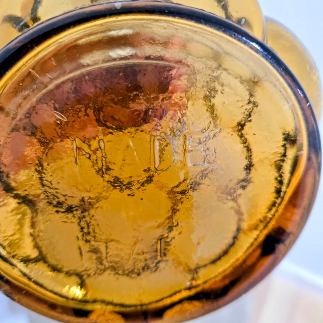 Mid 20th Century Mid‑Century Empoli Italian Amber Bubble Glass Genie Bottle / Decanter For Sale In Dallas - Image 6 of 6