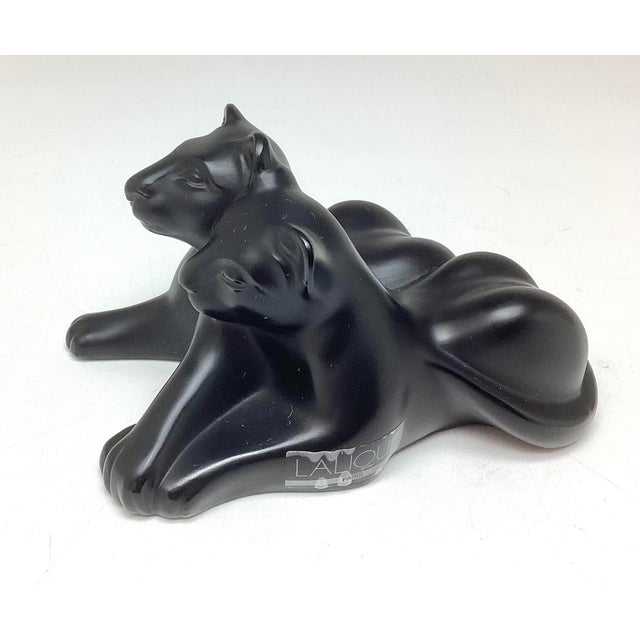 Lalique France Black Panther Cubs. this piece measures 5” x 4” wide and 2 3/4 inches tall. They are in wonderful age-...