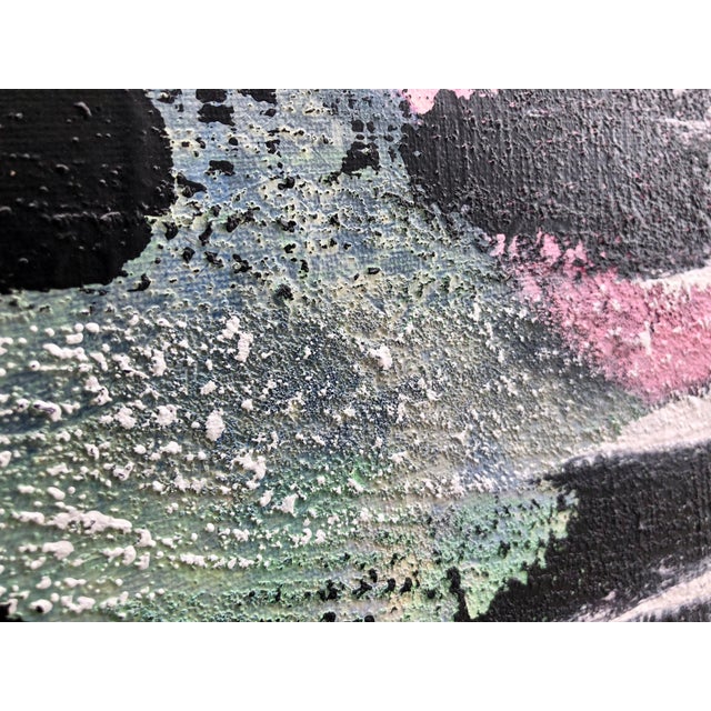 Black Contemporary Original Artwork on Canvas by CL Auker, Mixed Media Abstract With Pink and Green For Sale - Image 8 of 8
