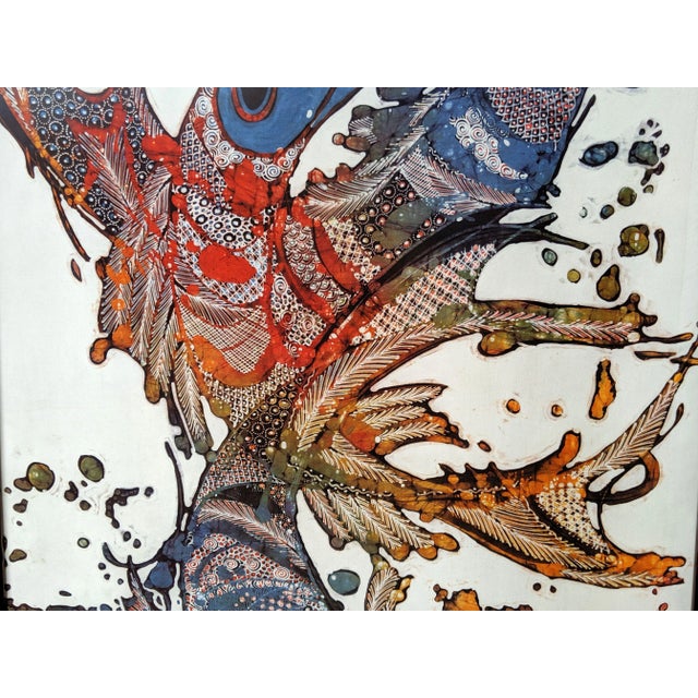 Asian Vintage Silkscreen Asian Koi Fish Abstract Artwork For Sale - Image 3 of 12