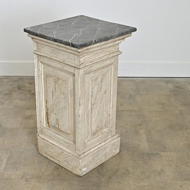 French French 19th Century Faux Marble Painted Pedestal For Sale - Image 3 of 7