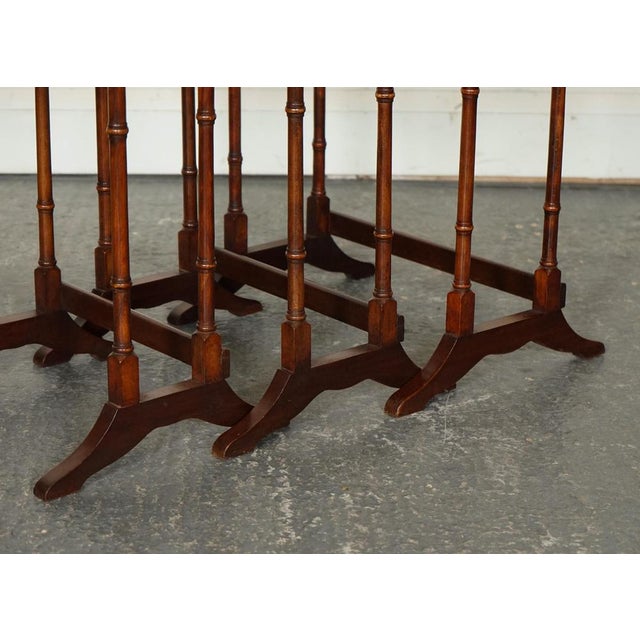 Vintage Sheraton Revival Burr Walnut Nest of Tables, Set of 3 For Sale - Image 5 of 10