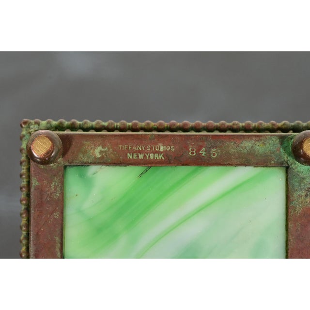 Tiffany Studios New York Pine Needle Bronze and Favrile Slag Glass Inkwell, Circa 1910 For Sale - Image 11 of 13