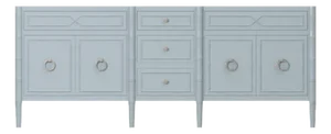 Eze Collection Faux Bamboo DBL Sink Vanity Base Lacquered Light Blue