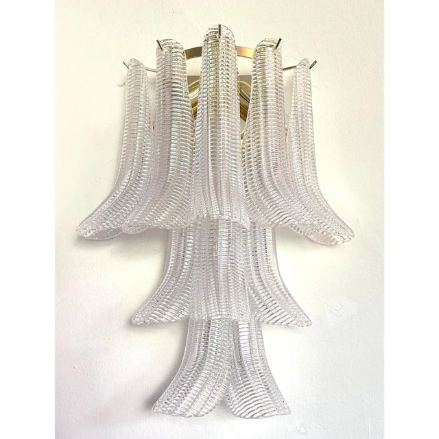 Glass Transparent Diamante Selle-Petali Murano Glass Wall Sconce by Simoeng for Simoeng For Sale - Image 7 of 7