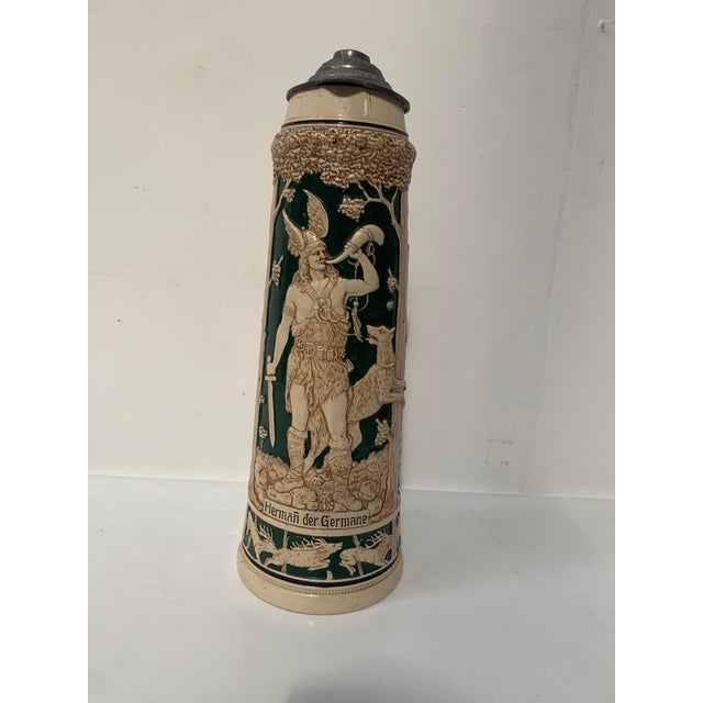 Large Glazed Stoneware Beer Mug, Germany, Late 19th Century For Sale - Image 4 of 12