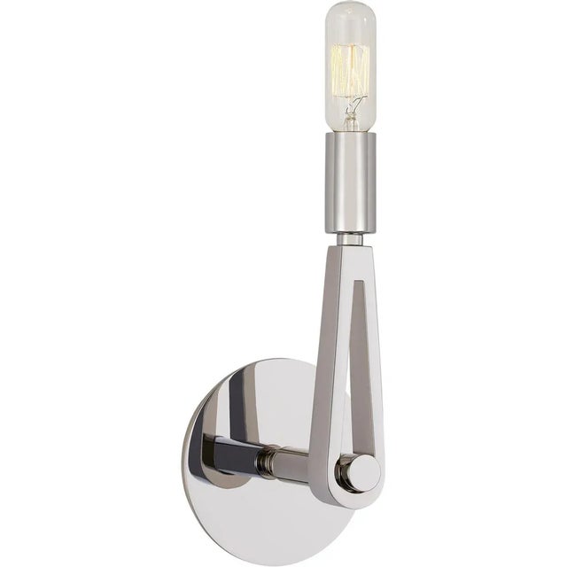 Alpha Single Sconce in Polished Nickel Designer: Thomas O'Brien Height: 10.5" Extension: 4.5" Backplate: 4.75" Round...