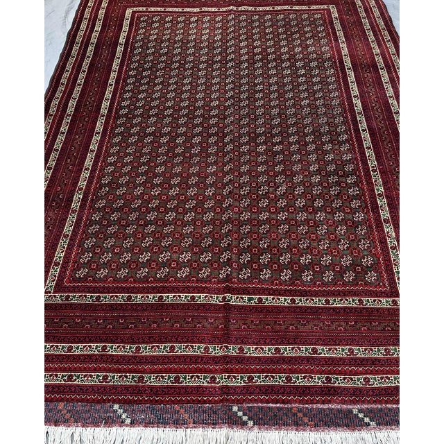 Afghan Turkmen Khamyab Hand-Knotted Wool Rug, Allover Pattern, 10'1" X 6'6" For Sale - Image 6 of 13