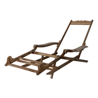 Vintage Deck Chair in Beech, 1990s For Sale