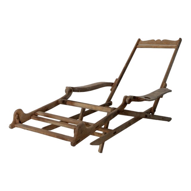 Vintage Deck Chair in Beech, 1990s For Sale