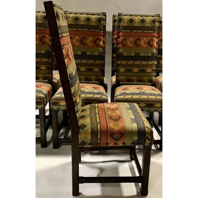 Versatile Solid Dining Chairs in Southwestern Fabric Set of 8 Chairish
