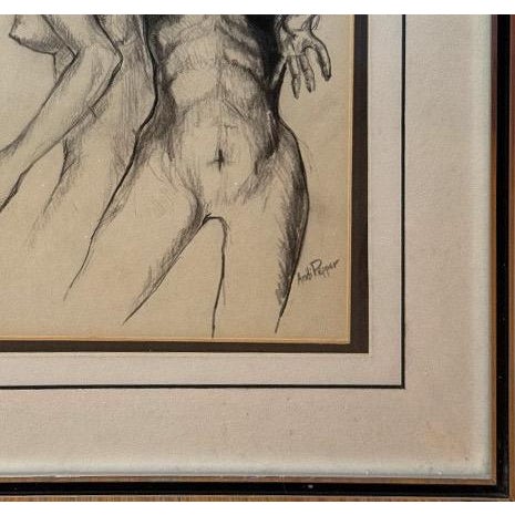 Original Andi Pepper Dual Figure Study Charcoal Drawing Contemporary Nude Fine Art This evocative original work by...