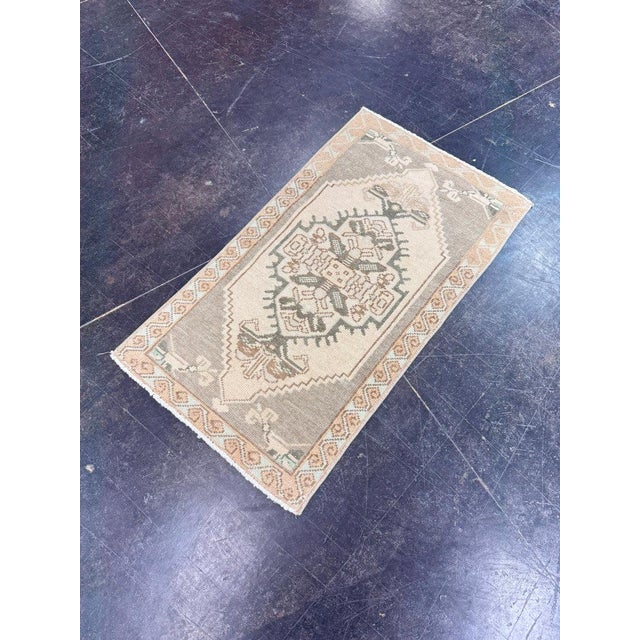 Early 21st Century Turkish Mini Rug Oriental Hand Knotted Vintage Rug 1'6" x 3' #17751 For Sale - Image 5 of 8