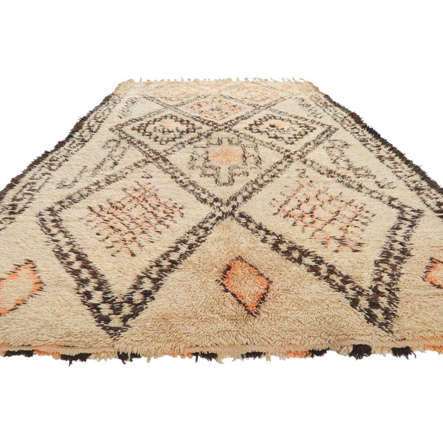 Mid-Century Modern Vintage Moroccan Beni Ourain Rug 07'04 X 13'00 For Sale - Image 3 of 9