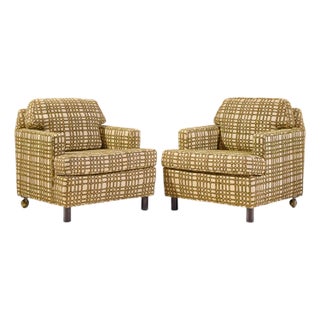Edward Wormley for Dunbar Mid Century Mahogany Lounge Chairs - Pair For Sale