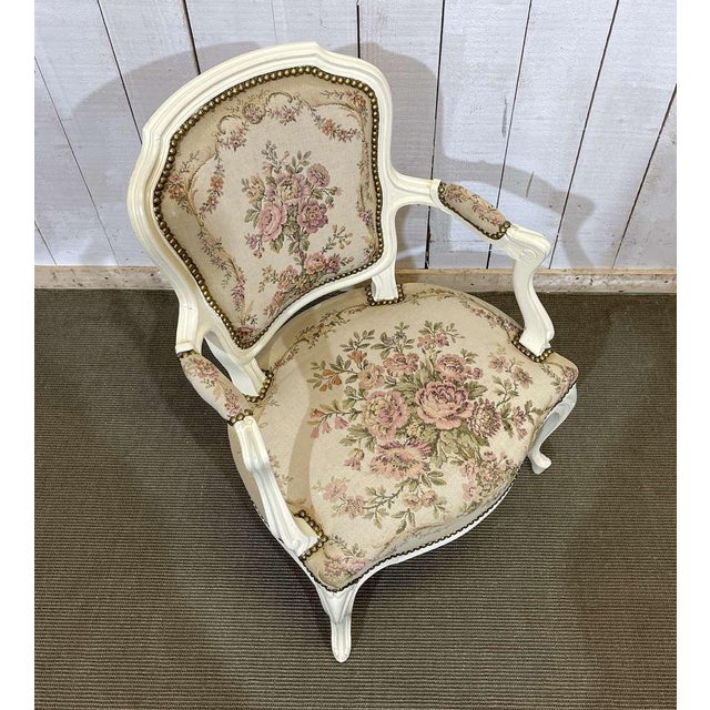 Wood Louis XV Style Cabriolet Armchair, 1970s For Sale - Image 7 of 11