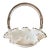 Vintage Fenton Milk Glass Basket – White Ruffled Edge With Clear Glass Trim & Handle – 8” X 7.5” For Sale