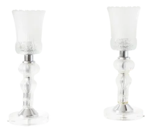French Table Lamps in Sandblasted Glass, Glass and Chrome by Eric Katz, 20th Century, Set of 2
