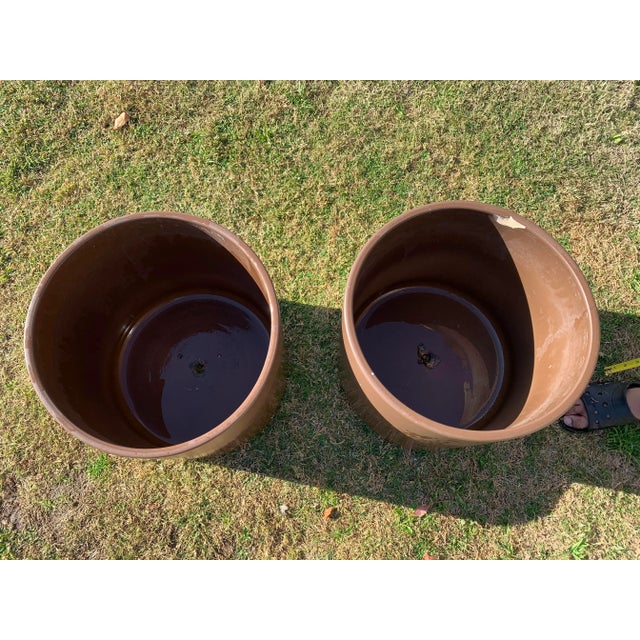 Brown Mid Century Brown Glazed Gainey Pots- A Pair For Sale - Image 8 of 13