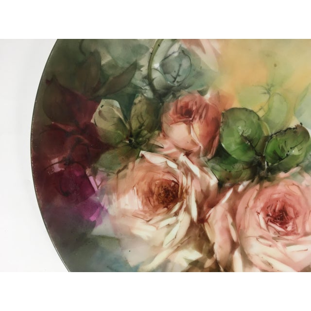 A fine and very decorative 20th century French Barbotine style majolica floral art charger or plate. Painted in a neutral...