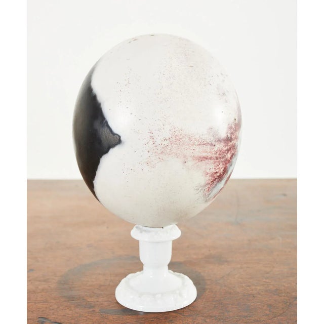 Shell Set of Three Painted Dyed Ostrich Egg Specimens For Sale - Image 7 of 13