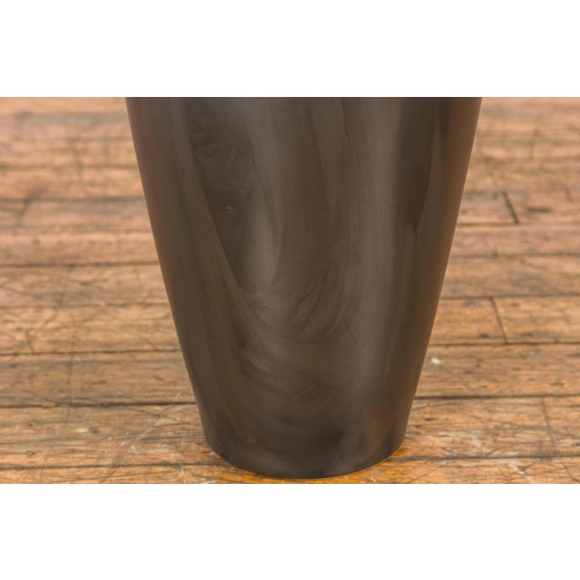 Vintage Charcoal Lidded Altar Vase with Stylized Acorn Finial For Sale - Image 9 of 12