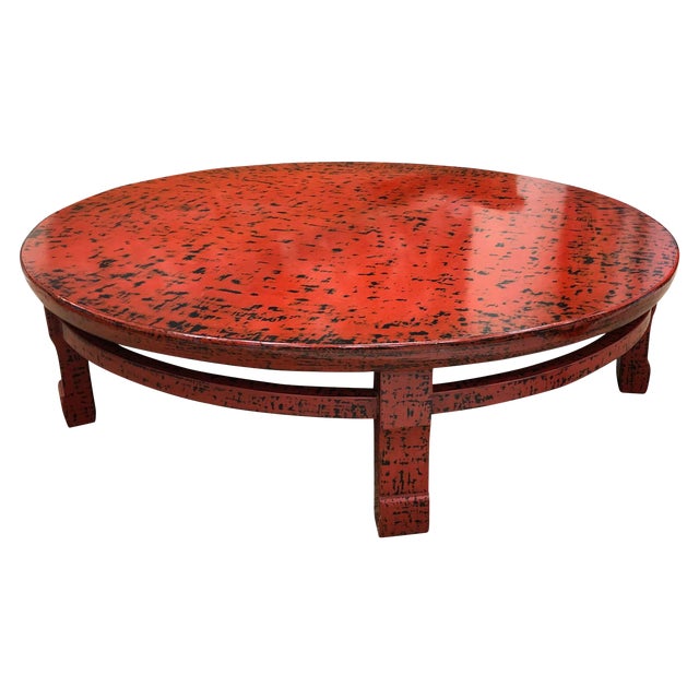 Vintage Asian Red Lacquered Coffee Table | Chairish