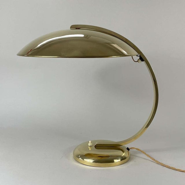 1930s Art Deco Bauhaus Brass Gleibo Table Lamp attributed to Hillebrand, Germany, 1930s For Sale - Image 5 of 17
