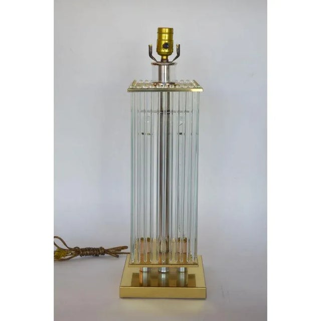 Italian Pair of Sciolari Brass and Glass Rod Table Lamps For Sale - Image 3 of 8