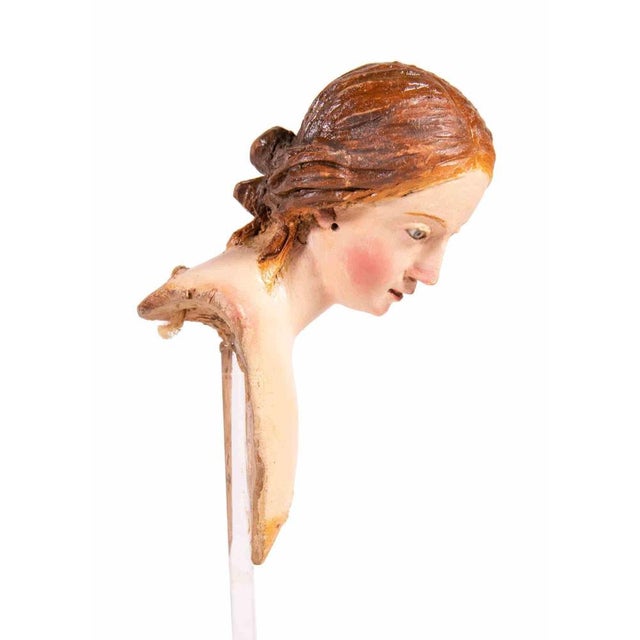 18th Century Polychrome Ceramic Sculpture of Young Girl, Italy For Sale - Image 3 of 5