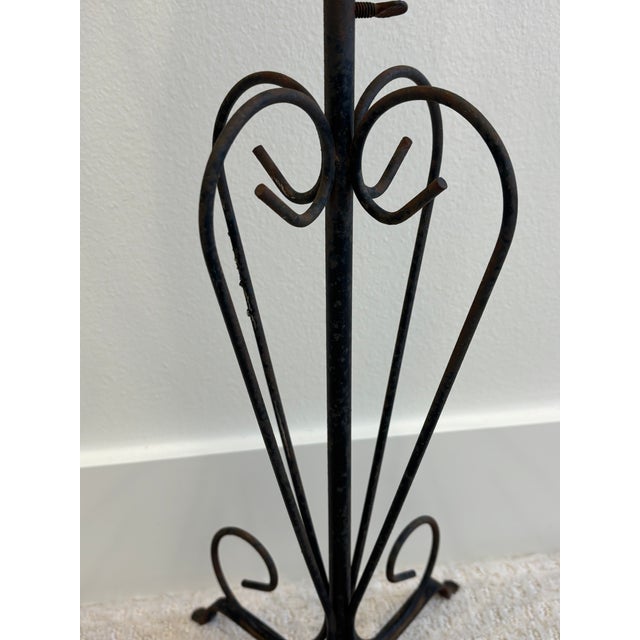 Black Vintage Mid-Century French Wrought Iron Sculptural Plant Stand With Scrollwork Base For Sale - Image 8 of 16
