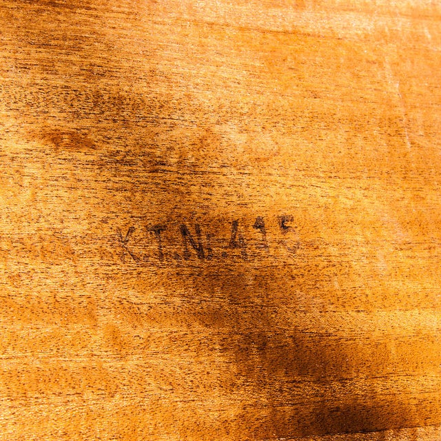 1980s Restored Danish Modern Solid Teak Pedestal Base Extension Dining Table For Sale - Image 11 of 15