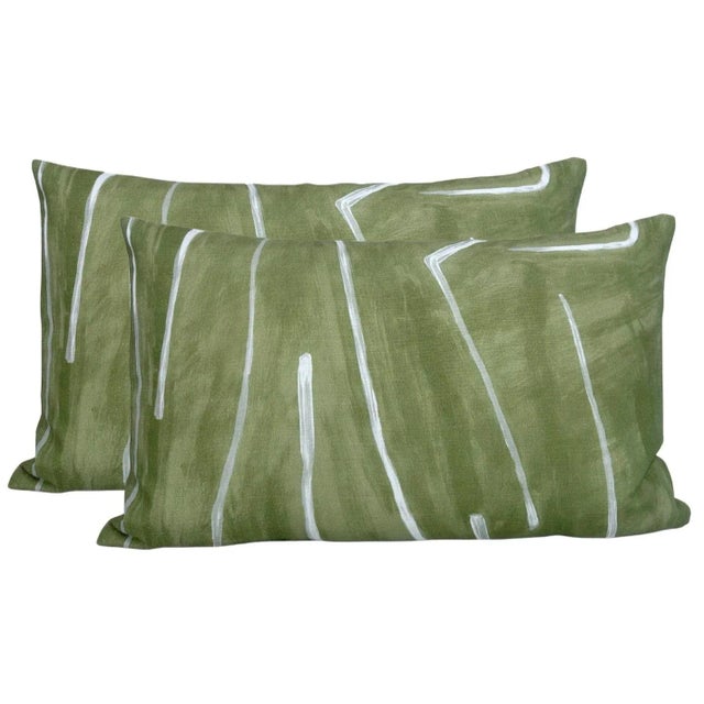 ⭐️ Ships Within 2 Days 12x20 Pillow On the Front: Graffito Printed Fabric On the Back: Ivory Linen Fabric Fabric Content:...