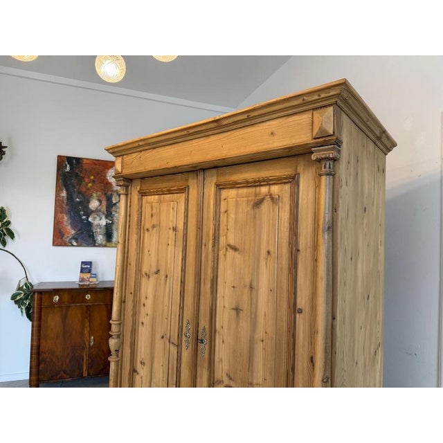 Brown Antique Gründerzeit Column Wardrobe For Sale - Image 8 of 11