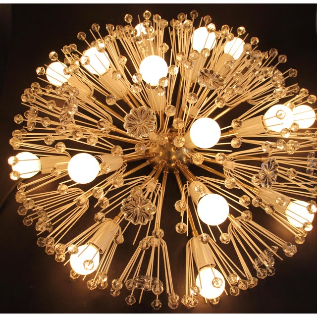 Large Mid-Century Modern Snowball Ceiling Lamp in Glass and Brass by Emil Stejnar for Rupert Nikoll, 1950s For Sale - Image 16 of 18