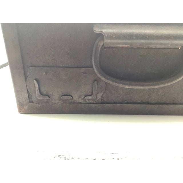 Antique Ase. Co Aurora Il Steel Metal American Industrial 18.75" Stackable Storage Bin For Sale In Sacramento - Image 6 of 7