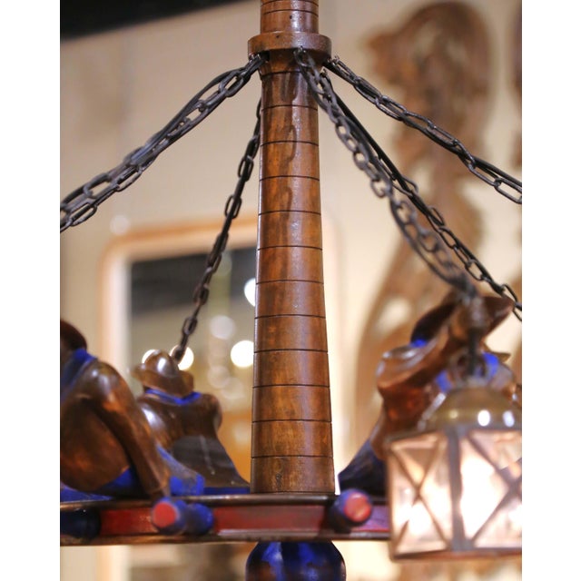 Early 20th Century French Painted Chestnut Six-Light Chandelier From Brittany For Sale - Image 4 of 11