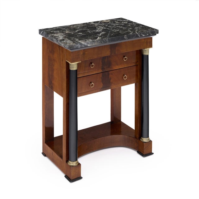 Traditional French Empire Mahogany Side Table With Ebonized Columns and Black Marble, Circa 1810 For Sale - Image 3 of 9