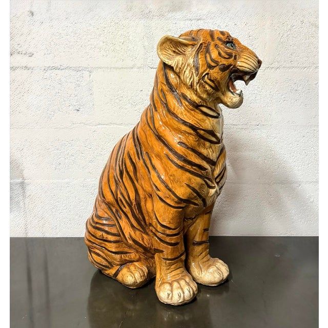 Mid 20th Century Vintage Resin Tiger Sculpture For Sale - Image 5 of 8