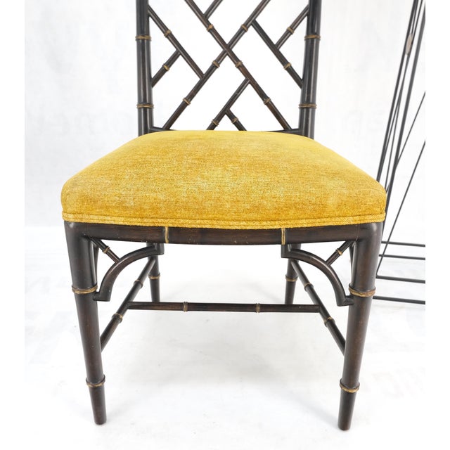 Wood Pair Mid-Century Modern Decorative Ebonized Walnut Faux Bamboo Side Chairs Mint For Sale - Image 7 of 15