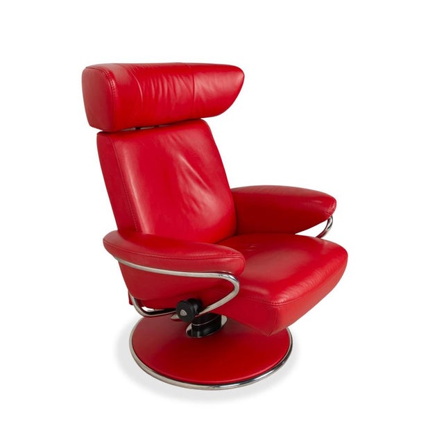 Set of Jazz Swivel Lounge Chair and Ottoman in Leather from Stressless For Sale - Image 6 of 18